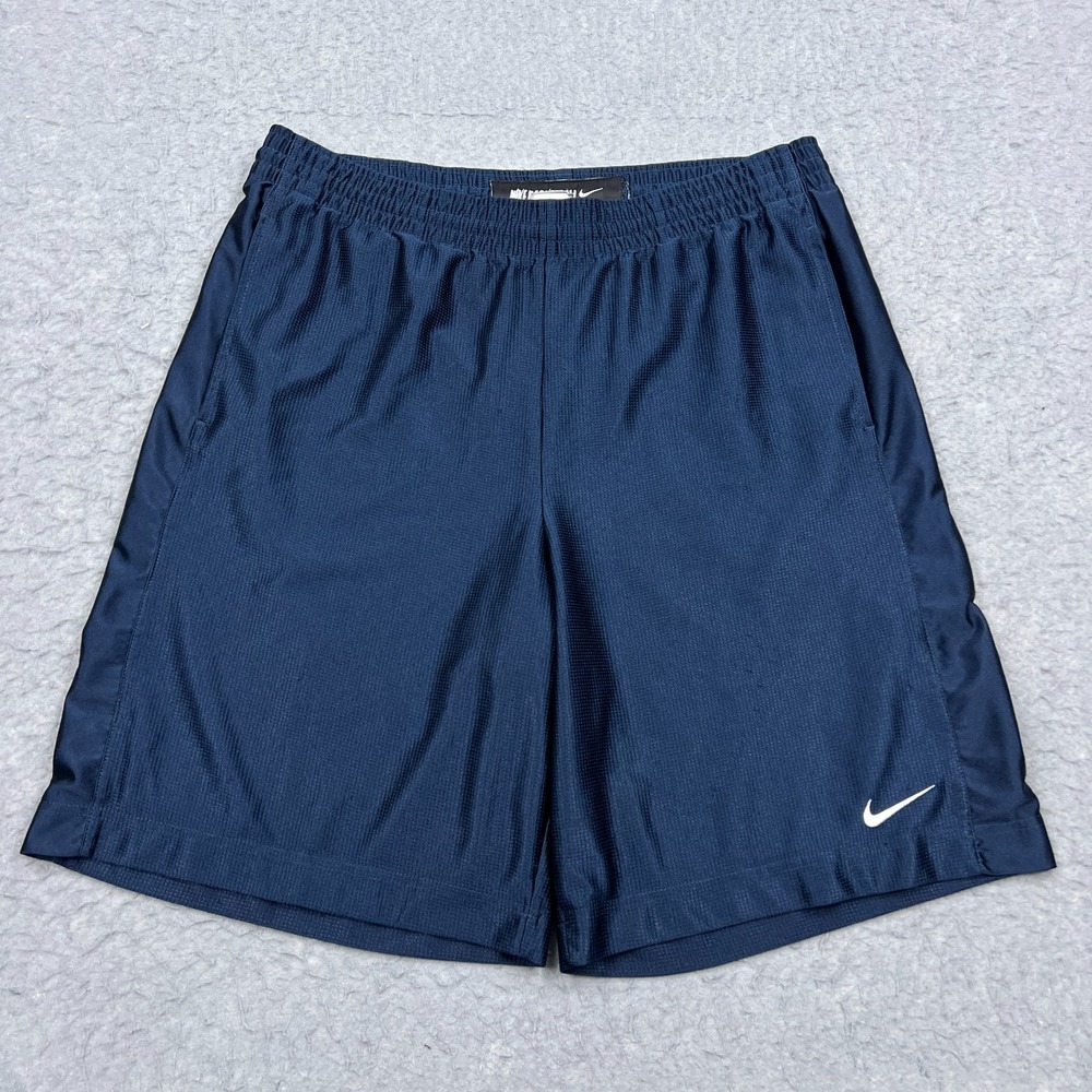 Nike Basketball Shorts Men's‎ XL Blue Satin Pockets Stretch 10" Athletic 207630